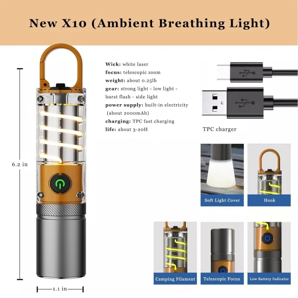 LED Flashlights Rechargeable, 30,000 Lumen Flashlight, Battery Powered USB-C, Bright High Power Flashlight, 6 Modes, Powerful Tactical Flashlight Flasher for Dog Walking, Camping, Emergency Gifts - Image 4